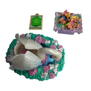 KENNER Vintage Fairy Winkles Swan Lake Pond Teal Pink 1993 Toy Set Assorted